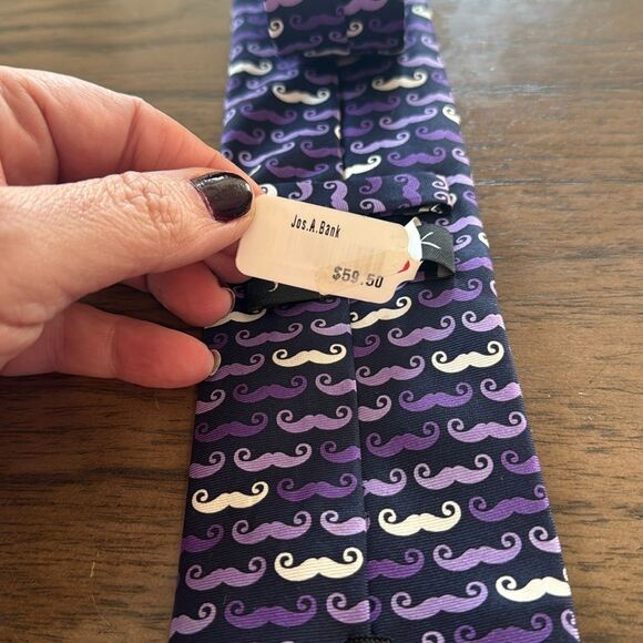 NWT Jos A Bank Silk Mustache Tie - Picture 7 of 12